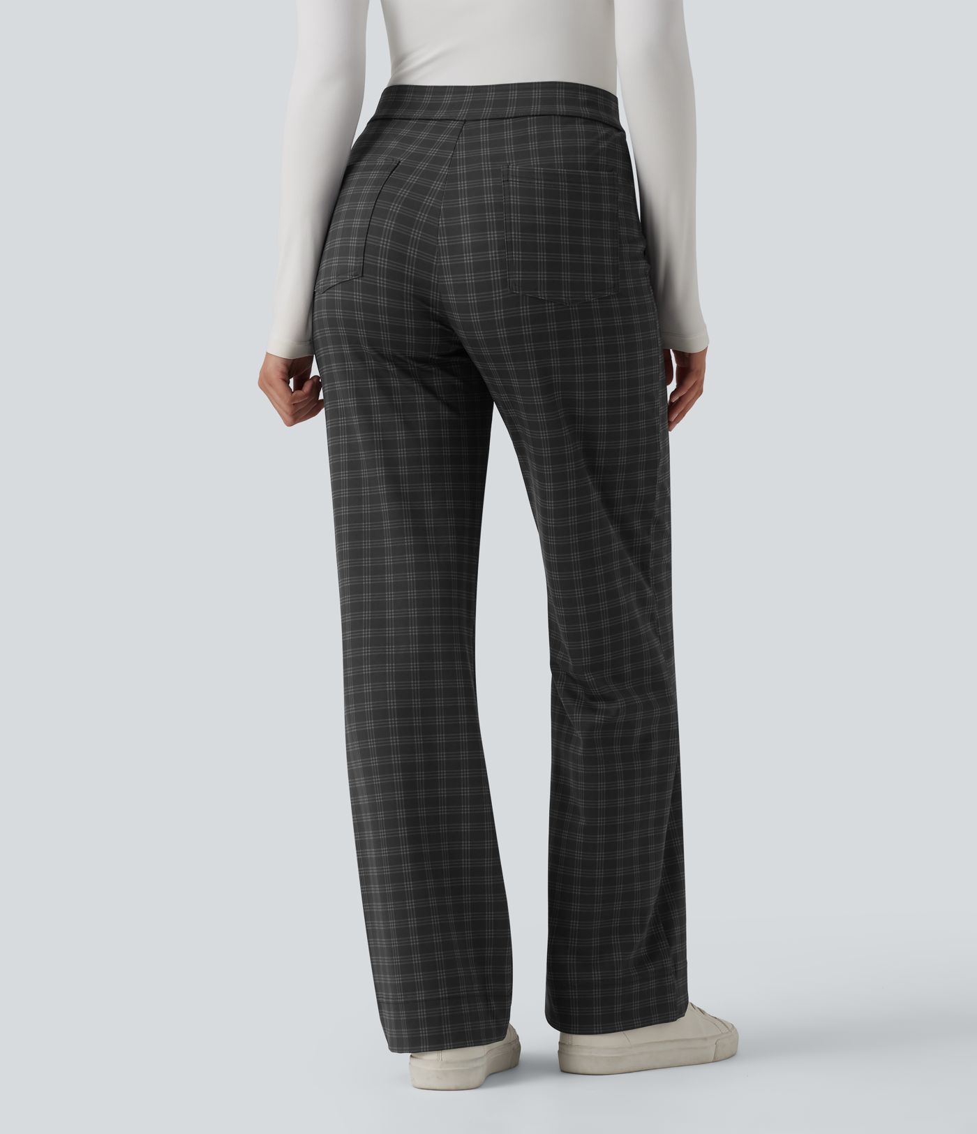 Halara Flex™ High Waisted Straight Leg Plaid Suit Work Pants with Pockets