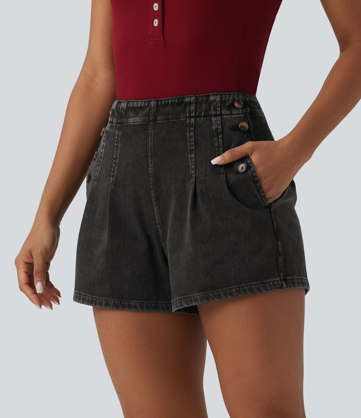 Halara Flex™ High Waisted Denim Casual Shorts 3'' with Pockets