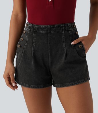 Halara Flex™ High Waisted Denim Casual Shorts 3'' with Pockets