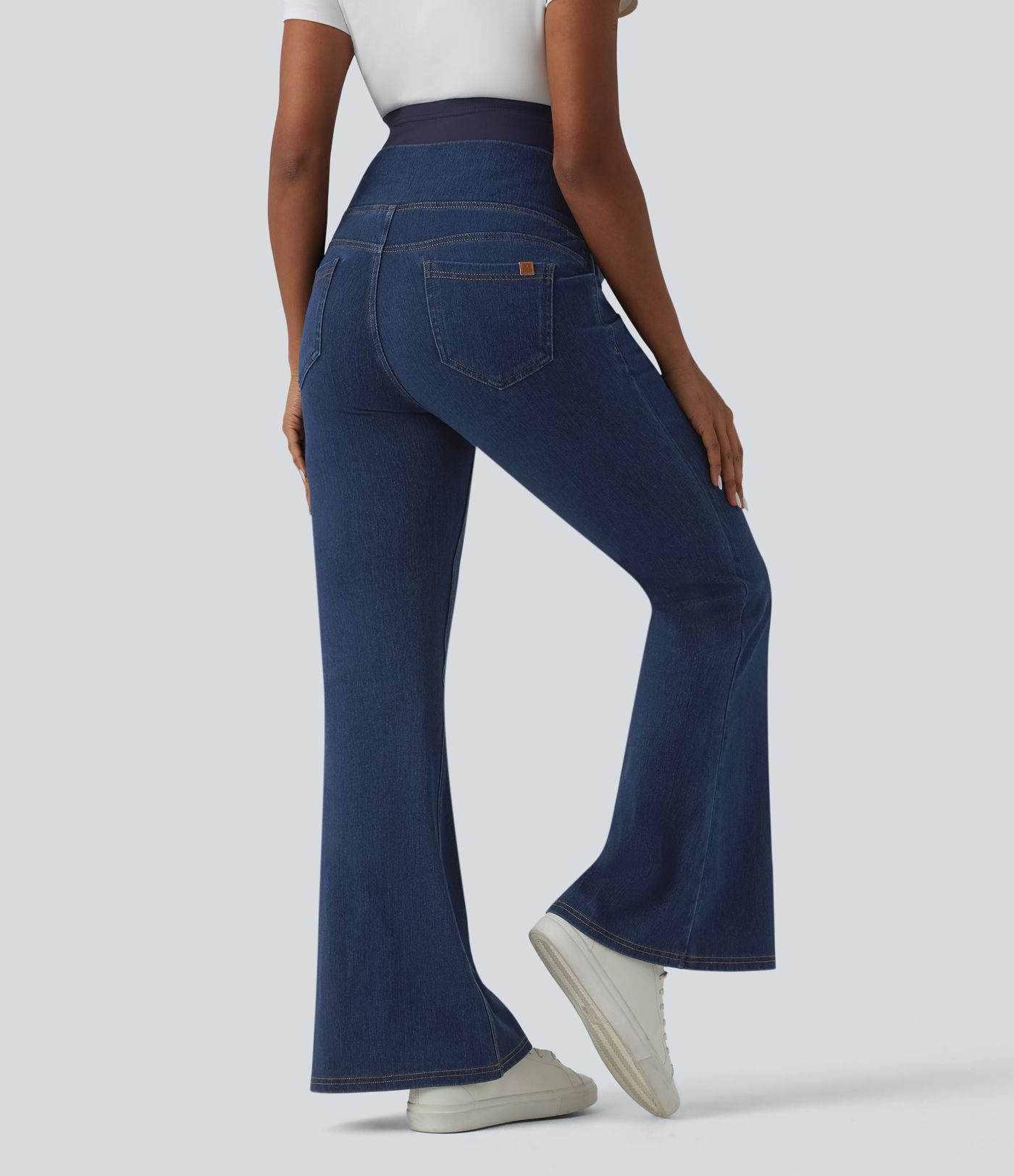 Halara Flex™ Crossover-Umstandsjeans mit superhohem Bund und Taschen