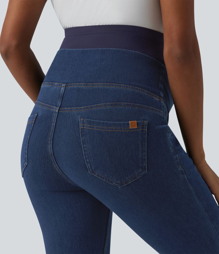 Halara Flex™ Crossover-Umstandsjeans mit superhohem Bund und Taschen