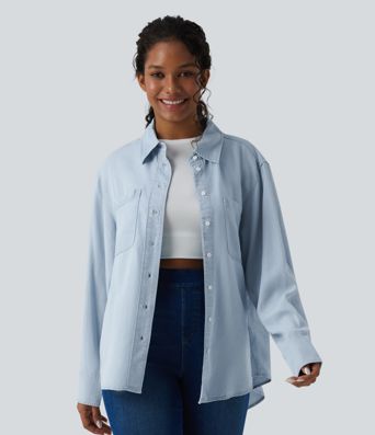 Long Sleeve Denim Casual Shirt with Pockets