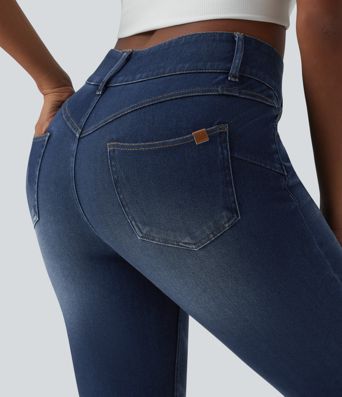 Halara Flex™ Mid Rise Draped Lyocell Washed Skinny Casual Jeans with Pockets