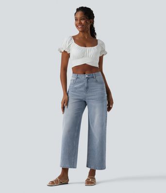 Halara Flex™ Mid Rise 7/8 Wide Leg Casual Jeans with Pockets