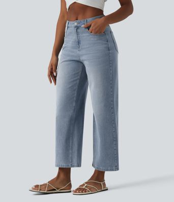 Halara Flex™ Mid Rise 7/8 Wide Leg Casual Jeans with Pockets