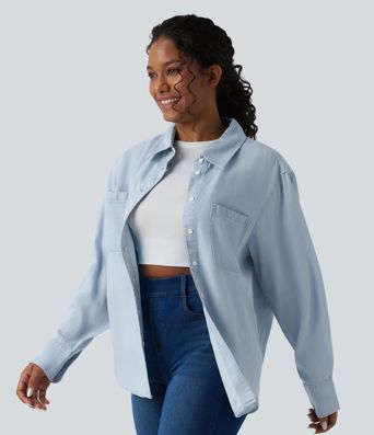 Long Sleeve Denim Casual Shirt with Pockets