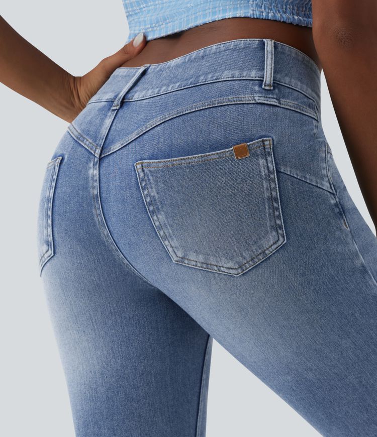 Jean skinny casual délavé taille mi-haute Halara Flex™ avec poches