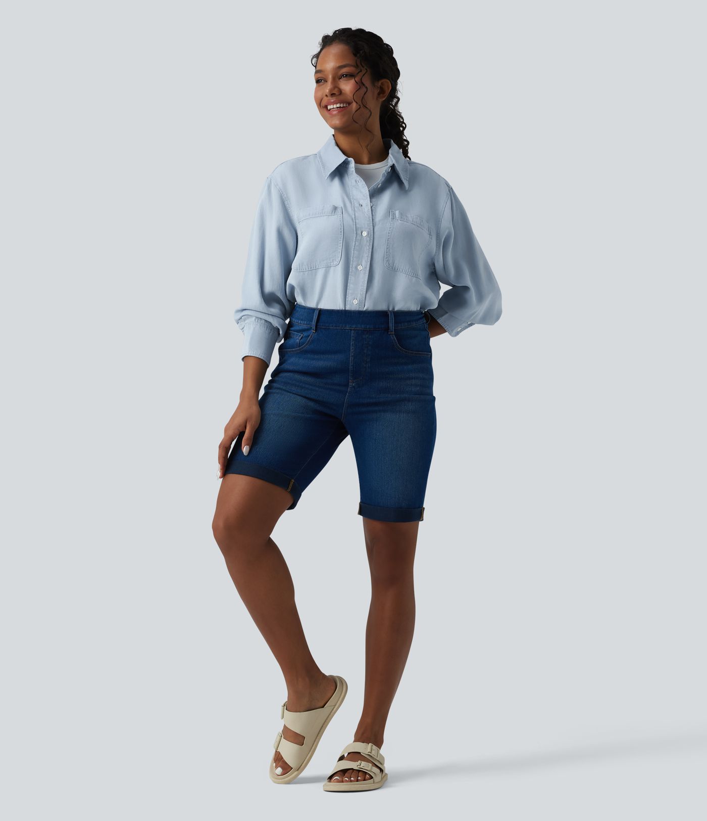 Long Sleeve Denim Casual Shirt with Pockets