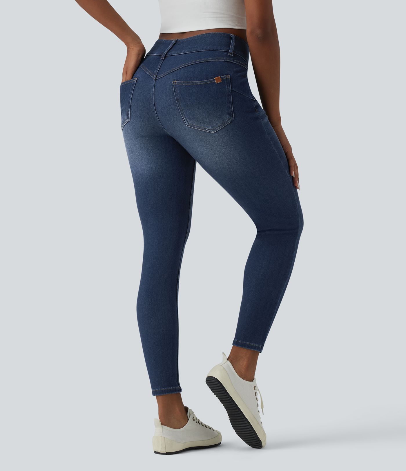Halara Flex™ Mid Rise Draped Lyocell Washed Skinny Casual Jeans with Pockets
