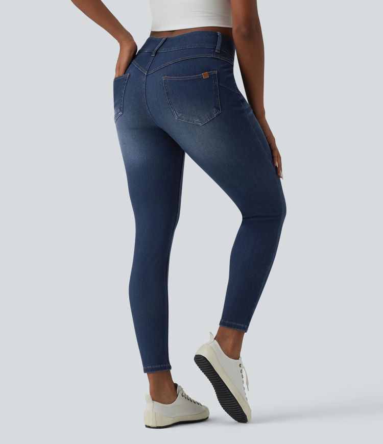 Halara Flex™ Mid Rise Draped Lyocell Washed Skinny Casual Jeans with Pockets