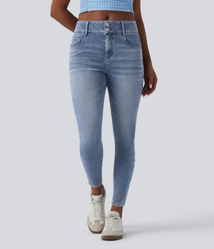 Jean skinny casual délavé taille mi-haute Halara Flex™ avec poches