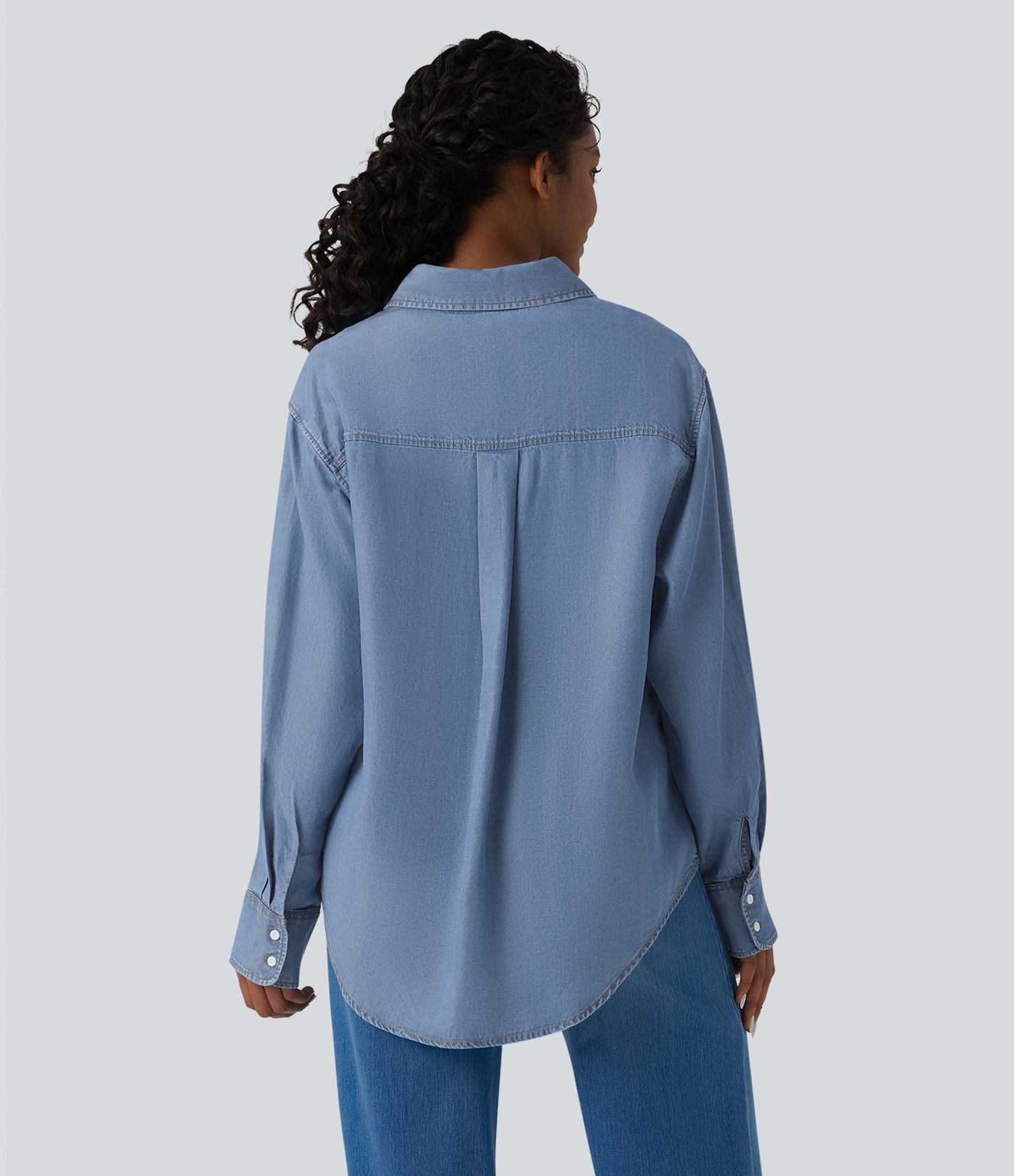 Long Sleeve Denim Casual Shirt with Pockets
