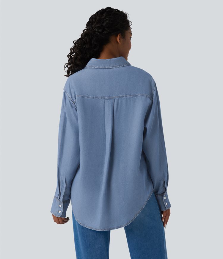 Long Sleeve Denim Casual Shirt with Pockets