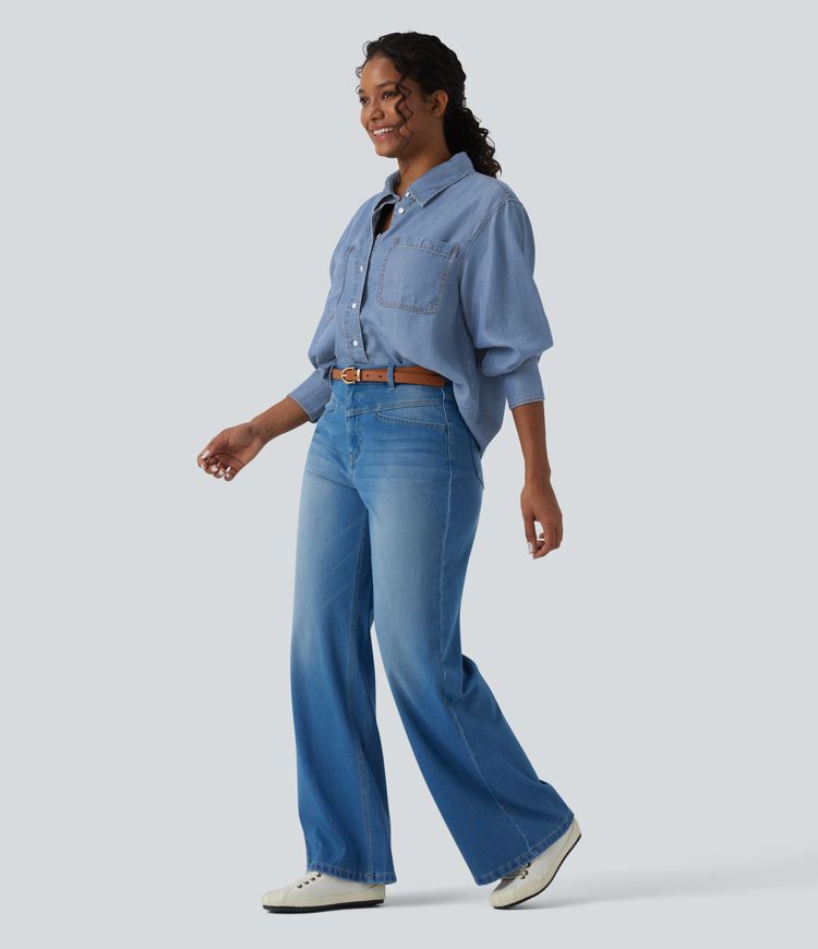 Long Sleeve Denim Casual Shirt with Pockets