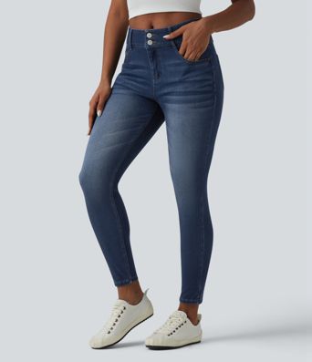 Halara Flex™ Mid Rise Draped Lyocell Washed Skinny Casual Jeans with Pockets