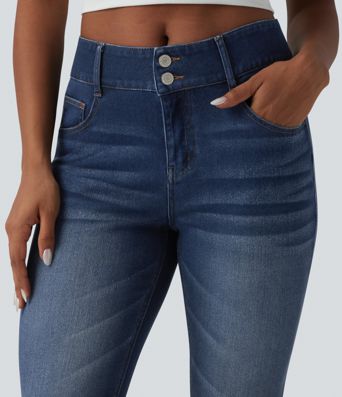 Halara Flex™ Mid Rise Draped Lyocell Washed Skinny Casual Jeans with Pockets