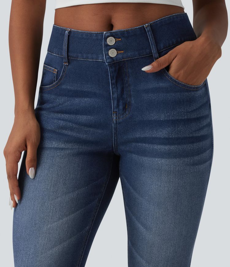 Halara Flex™ Mid Rise Draped Lyocell Washed Skinny Casual Jeans with Pockets