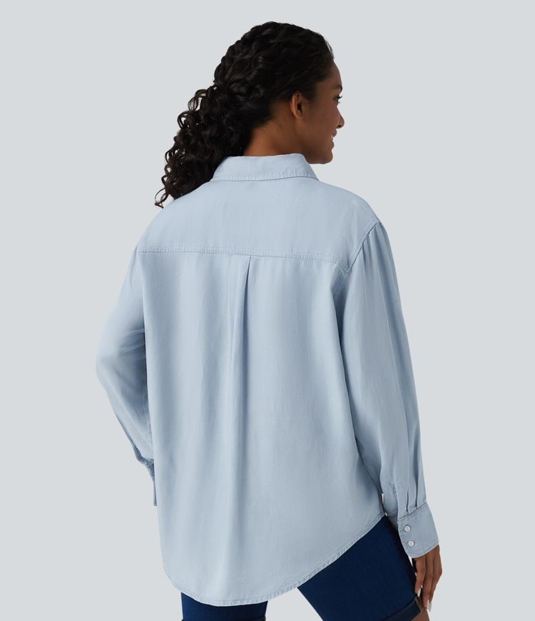 Long Sleeve Denim Casual Shirt with Pockets
