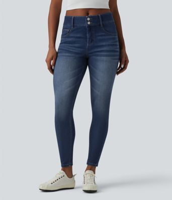 Halara Flex™ Mid Rise Draped Lyocell Washed Skinny Casual Jeans with Pockets