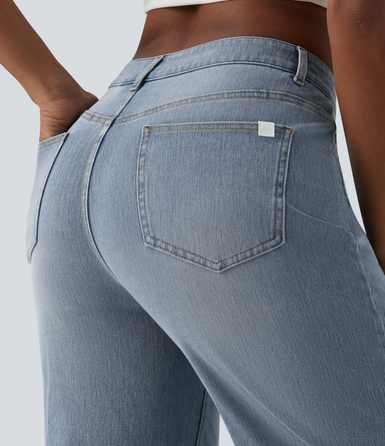 Halara Flex™ Mid Rise 7/8 Wide Leg Casual Jeans with Pockets