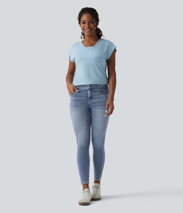 Jean skinny casual délavé taille mi-haute Halara Flex™ avec poches