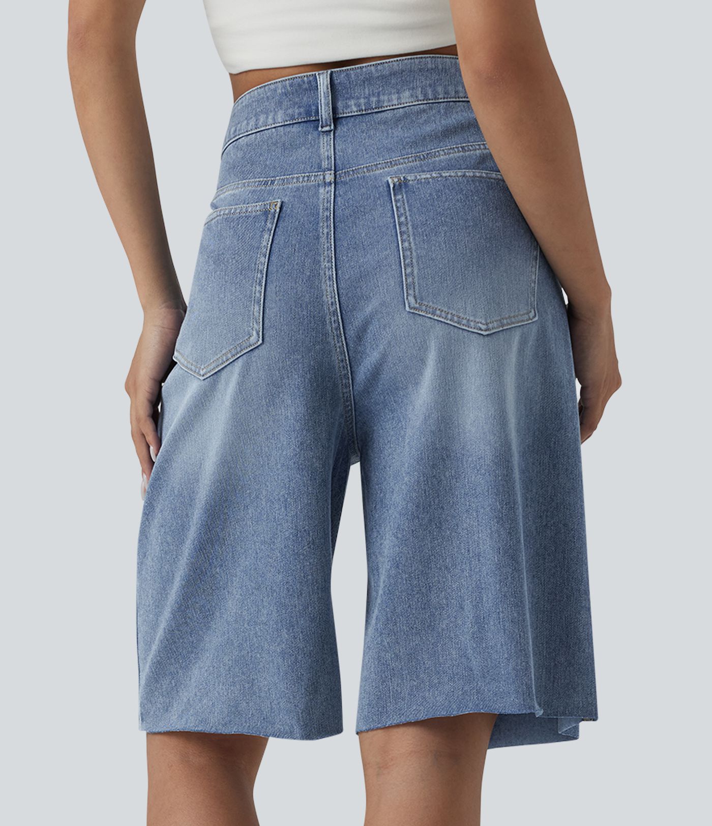 Halara Flex™ Short décontracté en jean asymétrique taille haute avec poches