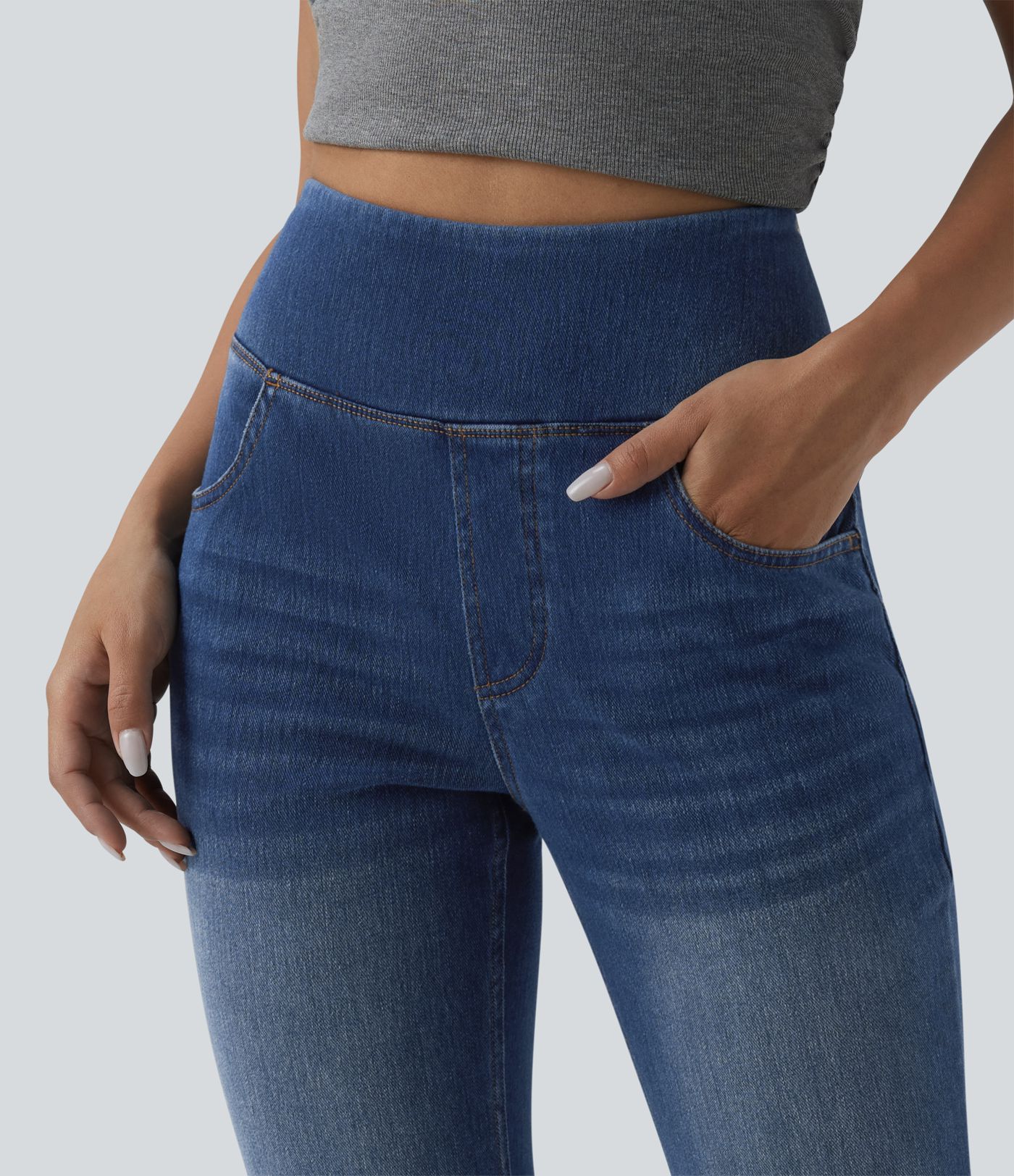 Halara Flex™ High Waisted Tummy Control Casual Flare Jeans with Pockets