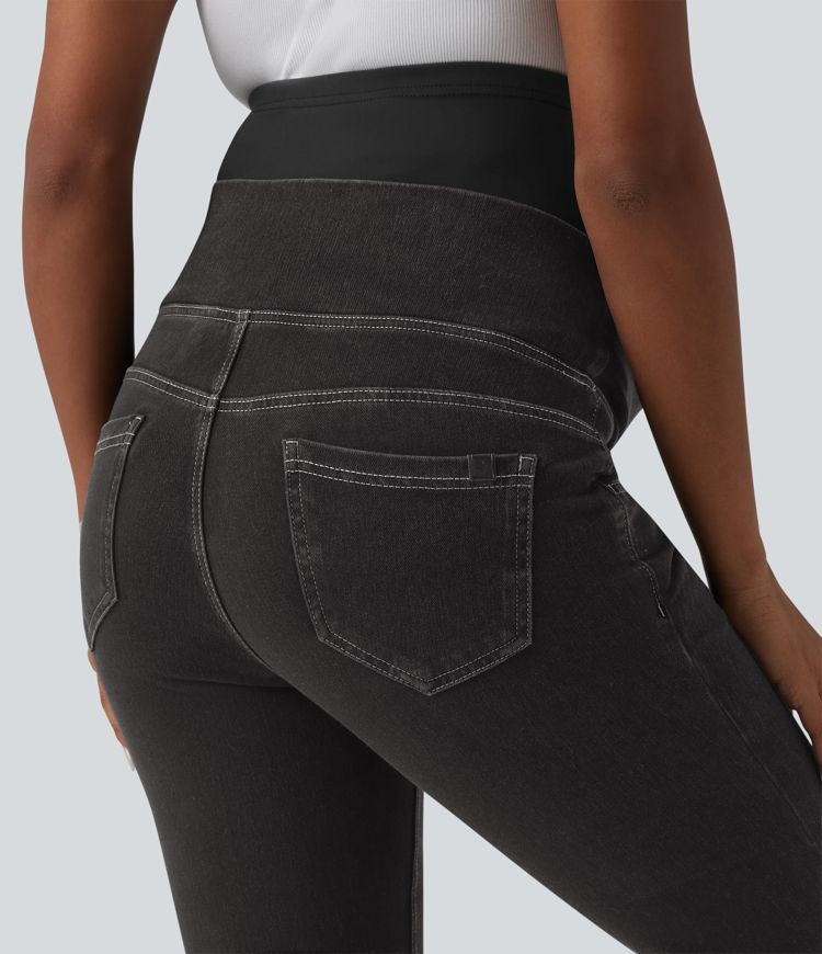 Halara Flex™ Super High Waisted Crossover Flare Casual Maternity Jeans with Pockets