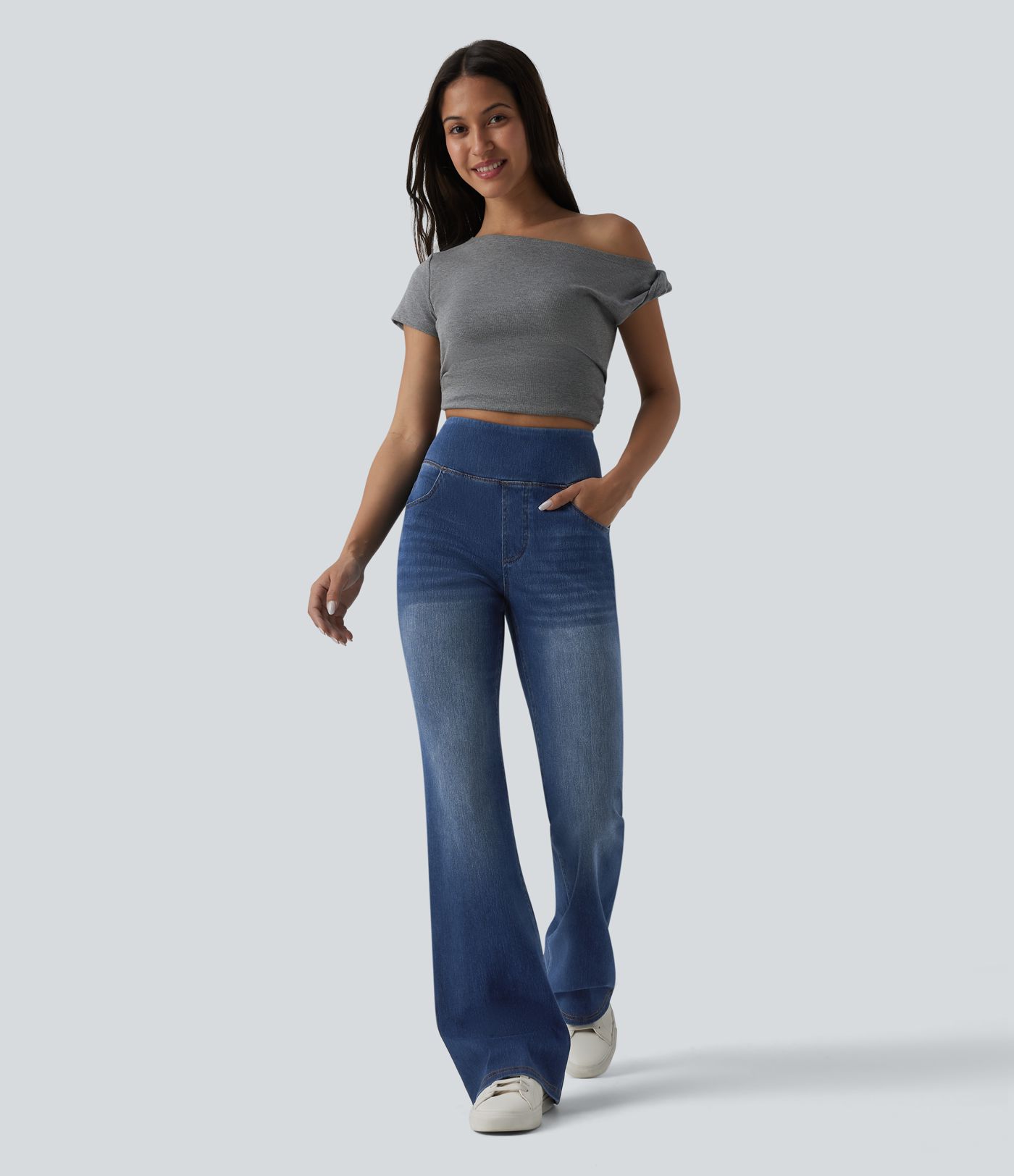 Halara Flex™ High Waisted Tummy Control Casual Flare Jeans with Pockets
