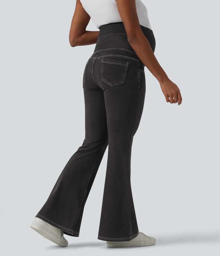 Halara Flex™ Super High Waisted Crossover Flare Casual Maternity Jeans with Pockets