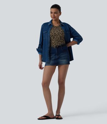 OneForm Seamless Flow Round Neck Leopard Print Casual Tank Top OneForm Seamless Flow Round Neck Leopard Print Casual Tank Top