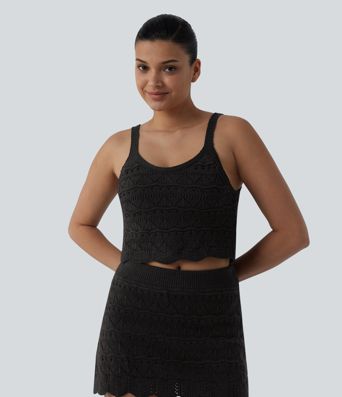 Round Neck Cropped Sweater Vest