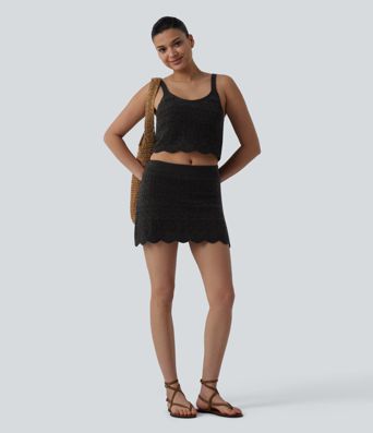 Round Neck Cropped Sweater Vest