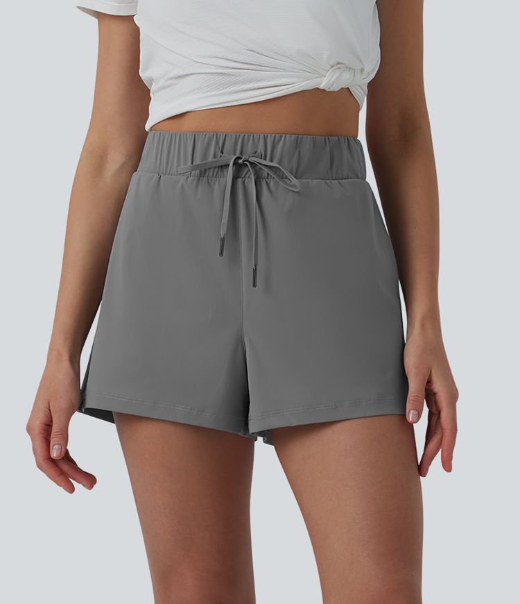High Waisted Drawstring Quick Dry Cool Touch Running Shorts 2.5'' with Pockets-UPF40+