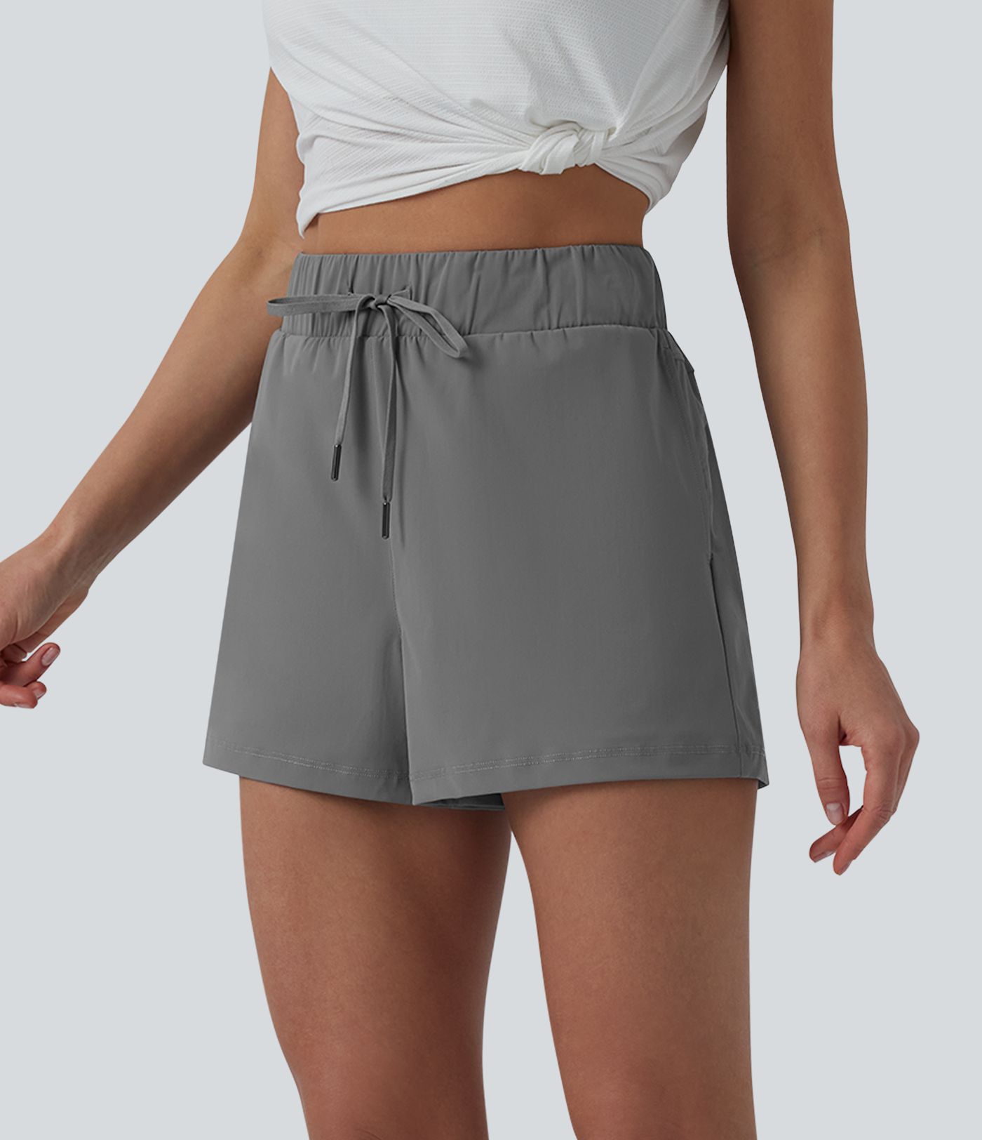 High Waisted Drawstring Quick Dry Cool Touch Running Shorts 2.5'' with Pockets-UPF40+