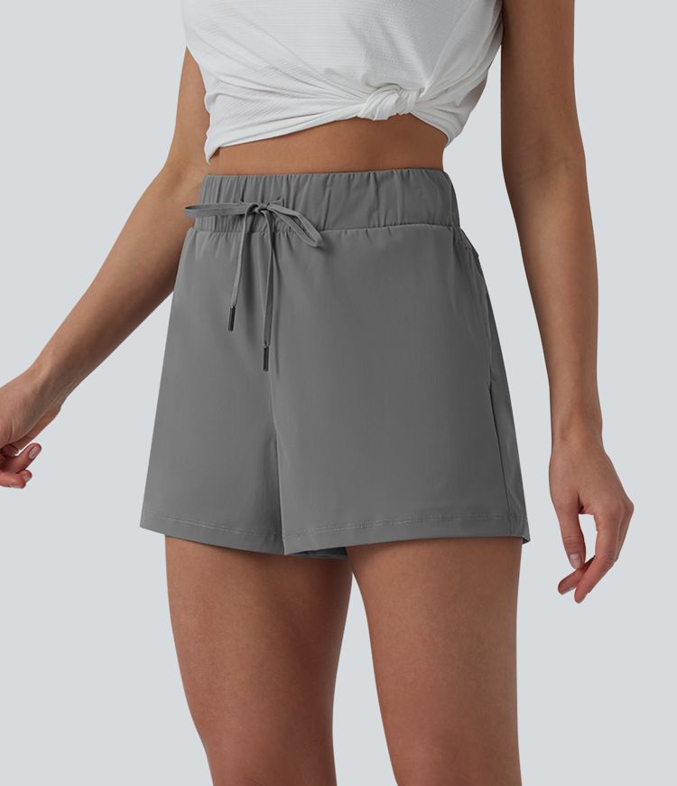 High Waisted Drawstring Quick Dry Cool Touch Running Shorts 2.5'' with Pockets-UPF40+