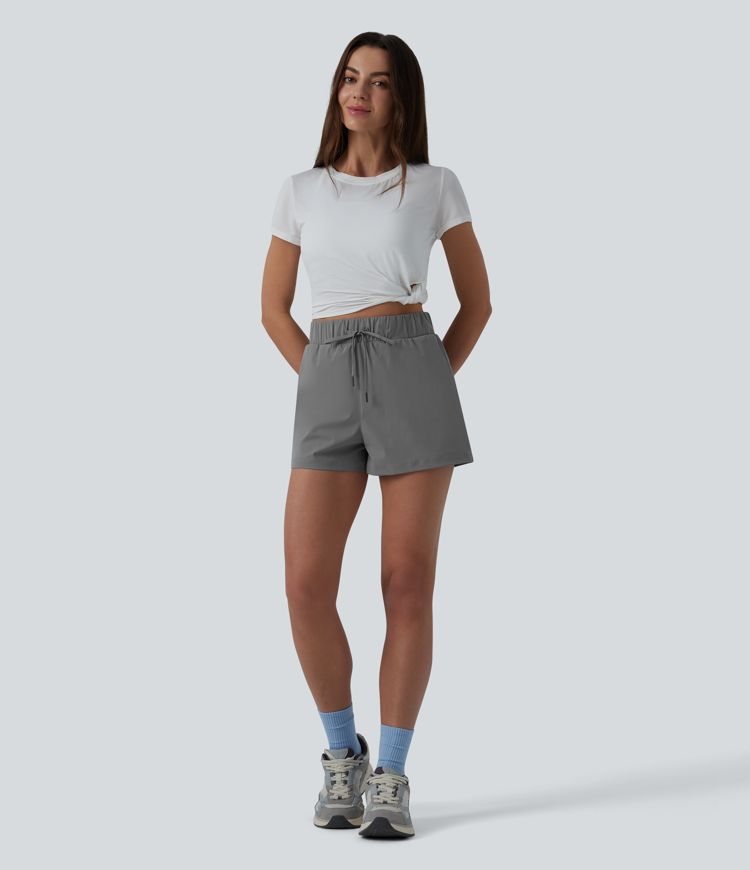 High Waisted Drawstring Quick Dry Cool Touch Running Shorts 2.5'' with Pockets-UPF40+
