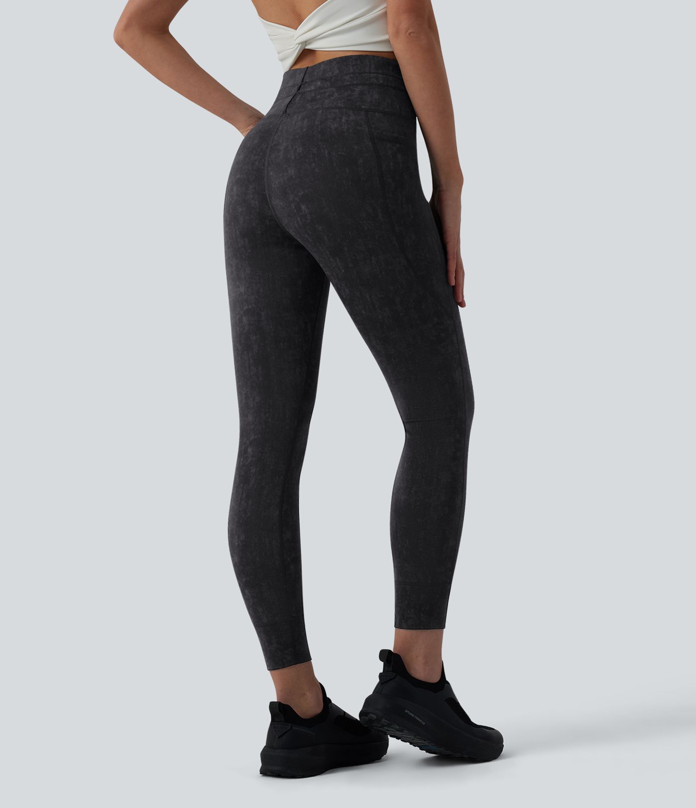 High Waisted Drawstring Casual 7/8 Leggings with Pockets