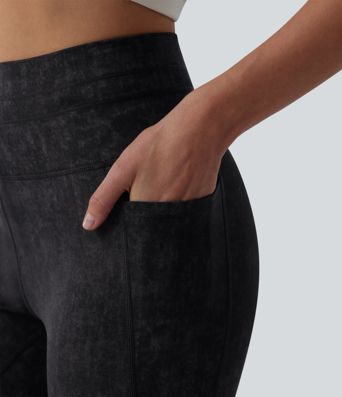 High Waisted Drawstring Casual 7/8 Leggings with Pockets