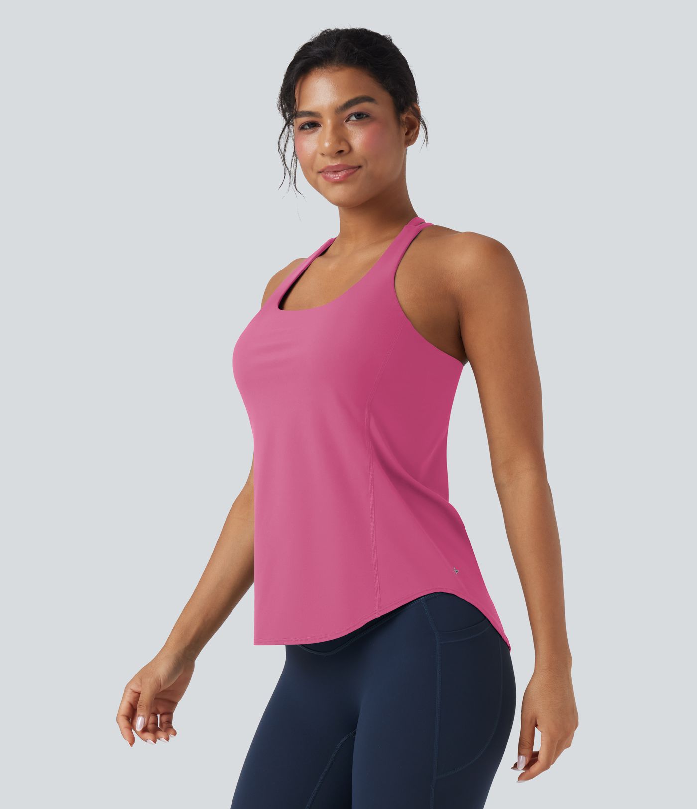 Halara UltraSculpt™ Round Neck Crisscross Back Running Tank Tops D-F Cups