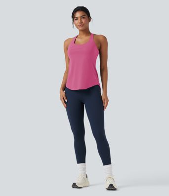 Halara UltraSculpt™ Round Neck Crisscross Back Running Tank Tops D-F Cups