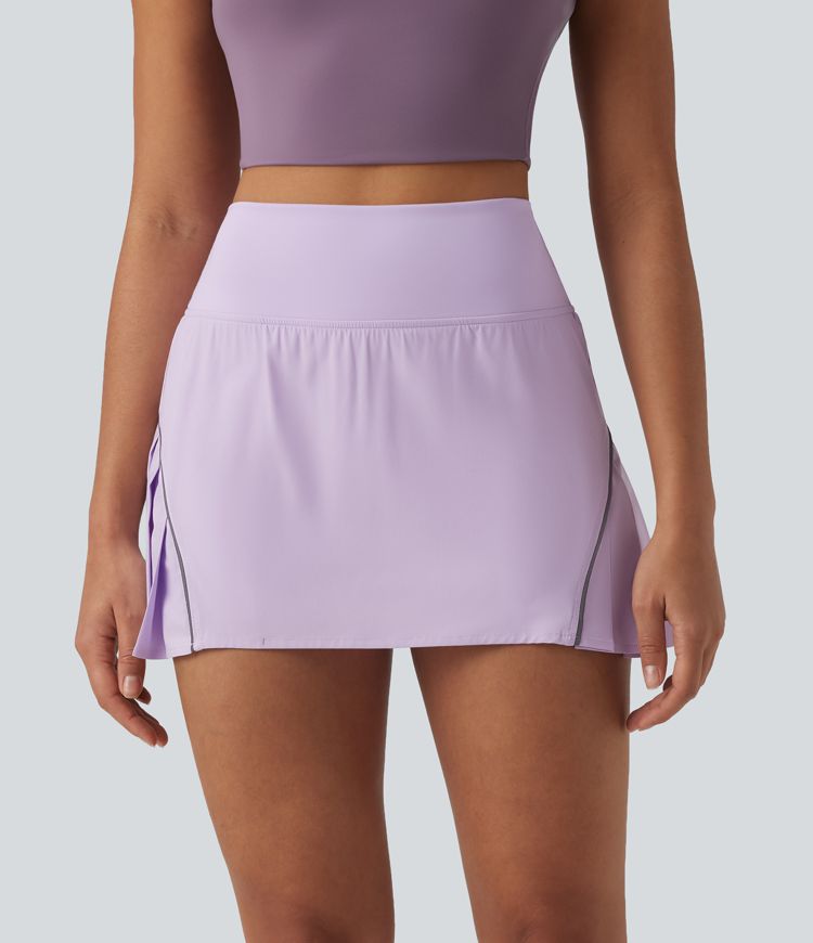 Breezeful™ Reflective High Waisted Pleated 2-in-1 Quick Dry Mini Tennis Skirt with Pockets