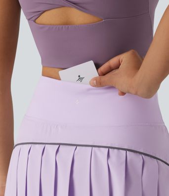 Breezeful™ Reflective High Waisted Pleated 2-in-1 Quick Dry Mini Tennis Skirt with Pockets