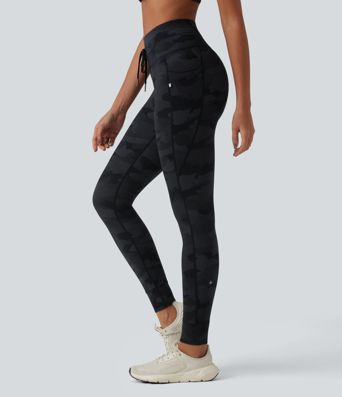 Halara UltraSculpt™ Camo Print High Waisted Drawstring Yoga Leggings with Pockets