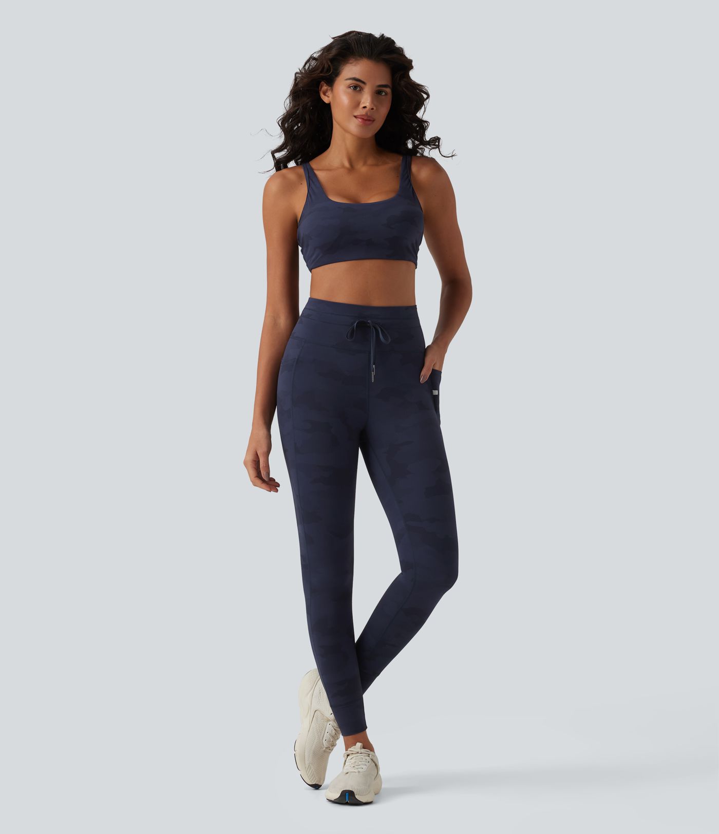 Halara UltraSculpt™ - Yoga-Leggings mit hohem Bund, Seitentaschen, Kordelzug und Camouflage-Muster