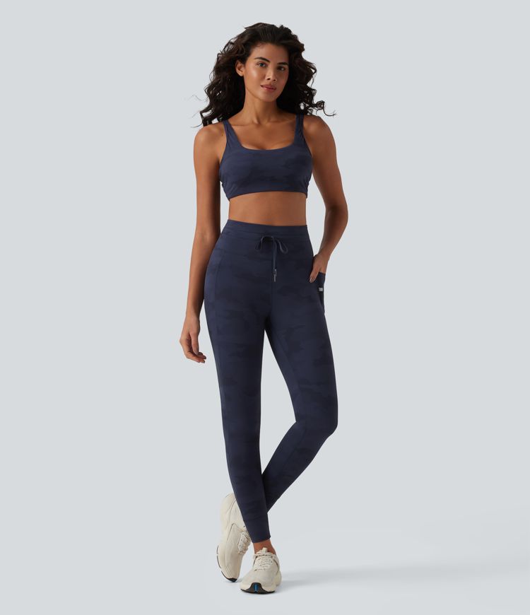 Halara UltraSculpt™ - Yoga-Leggings mit hohem Bund, Seitentaschen, Kordelzug und Camouflage-Muster