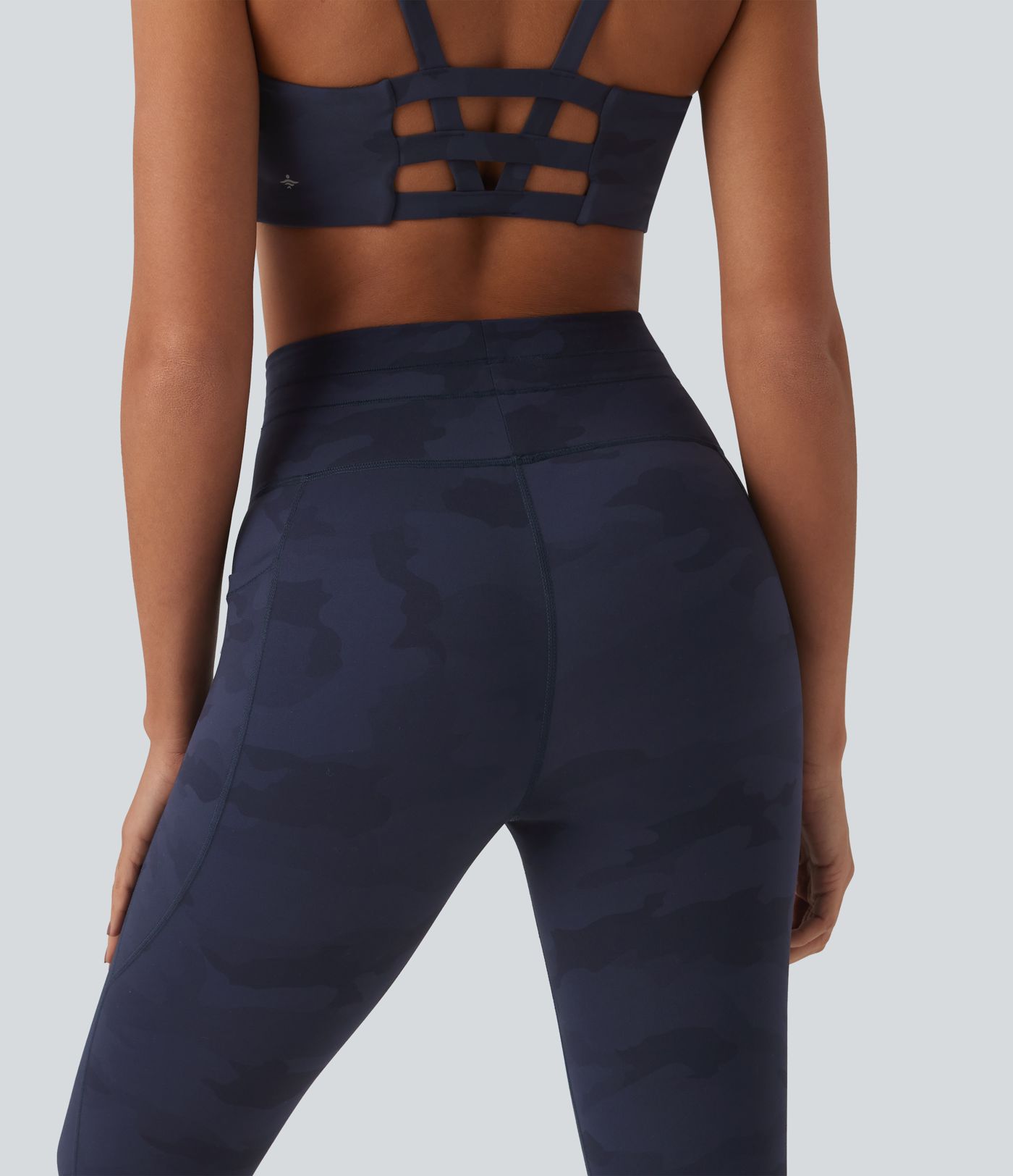 Halara UltraSculpt™ - Yoga-Leggings mit hohem Bund, Seitentaschen, Kordelzug und Camouflage-Muster