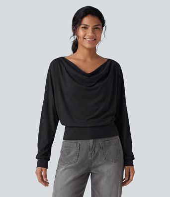 Cowl Neck Long Sleeve Relaxed Casual Top