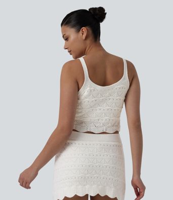 Round Neck Cropped Sweater Vest