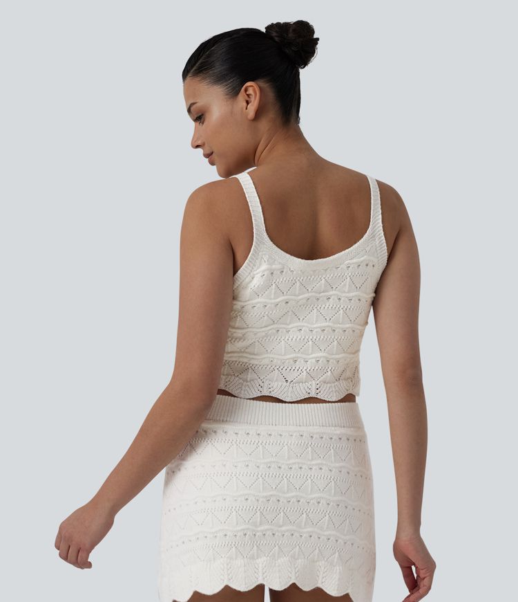 Round Neck Cropped Sweater Vest